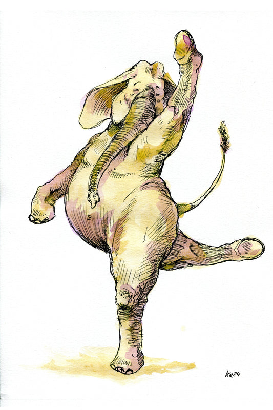 Tanzende Elefanten Print I