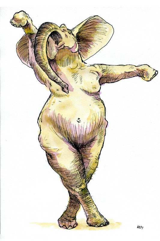 Tanzende Elefanten Print III